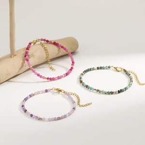 4mm Faceted Natural Stone <b>Bracelet</b>, Amazonite Lapis Lazuli Jewelry for Mother's Day Gift Shop Bulk - Product Image 4