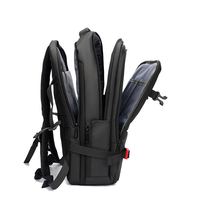 Sac à dos pour ordinateur portable noir extensible à grande capacité avec motifs personnalisés imprimés sur mesure et plusieurs poches pour les voyages d'affaires