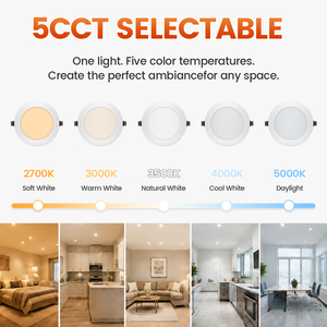 Luz LED Empotrable de <span class=keywords><strong>Techo</strong></span> para Interiores, Comercial, de Aluminio, con Clasificación de Resistencia al Fuego, Regulable, 5CCT Ajustable, CRI 90, 6 Pulgadas, para <span class=keywords><strong>Baño</strong></span> y Cocina - Product Image 5