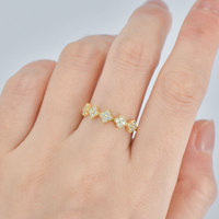 Bague demi-éternité unique en argent 925 1.5mm ronde Moissanite empilable trèfle bague en grappe dame porte-bonheur trèfle à quatre feuilles demi-anneau