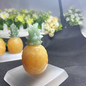 بيع بالجملة نموذج أناناس كريستالي منحوت كالسيت برتقالي طبيعي + أخضر أفنتورين ديكور فاكهة جميل - Product Image 6