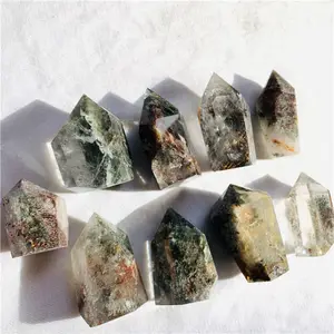 Groothandel Natuurlijke Groene Phantom Quartz Toren Punt Asiel Quartz Tuin Healing Crystal
