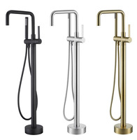 Robinet de baignoire thermostatique monocommande en laiton sur pied, finition chromée polie, design moderne pour appartement