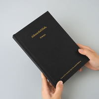 Carnet de planification quotidienne avec affirmations, logo estampé à chaud or, couverture en tissu lin noir, impression personnalisée, journal de prière biblique
