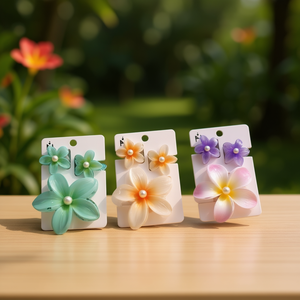 Pince à cheveux Angelina Pearl Frangipani, lot de 3, design floral en résine, pour femmes et filles, usage quotidien, 12 cm - Product Image 2