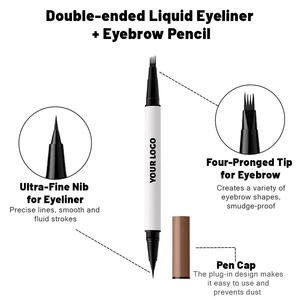 Lápiz Delineador de Ojos y Cejas Profesional de Doble Punta, 5 Colores, Resistente al Agua, con Micro Puntas para Cejas Naturales, Delineador Líquido Ultrafino - Product Image 2