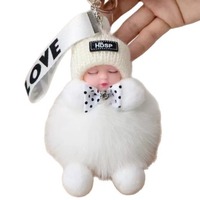 Porte-clés poupée bébé en peluche de haute qualité, pendentif de sac mignon en fourrure, jouet en peluche Kawaii pour cadeau, vente en gros
