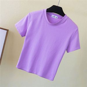 I-0647 Summer Baby Tee <b>Crop</b> <b>Tops</b> Tee Shirt <b>Sexy</b> Thin Blank Shirt for Woman Breathable High Quality Plain T-shirt - Product Image 6