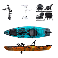 Kayak à pédales à moteur électrique tri-puissance 1 personne Kajak pêche à la basse 120 PDL bateau à rames pour l'eau de mer