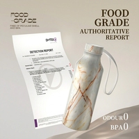 Bouteille d'eau isotherme YEKEA avec logo personnalisé, design marbré, qualité alimentaire, sans BPA, en acier inoxydable 304, avec poignée et couvercle portable