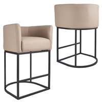 Tabourets de bar modernes en cuir PU, pivotants et réglables, avec accoudoirs, hauteur fixe, structure en fer, repose-pieds et patins antidérapants, pour extérieur, hôtel et salle à manger