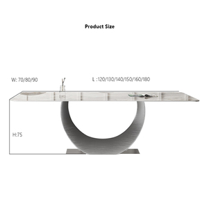 Set <span class=keywords><strong>Tavolo</strong></span> da Pranzo Moderno con Piano in Pietra Sinterizzata <span class=keywords><strong>Bianca</strong></span> e Base in Acciaio Inox Spazzolato <span class=keywords><strong>Nero</strong></span> per Casa e Hotel - Product Image 6