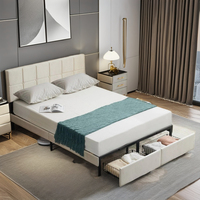 Cadre de lit double complet avec rangement Lit double rembourré Lit plate-forme pour appartement Chambre à coucher d'hôtel
