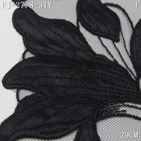 Dentelle brodée au laser française 29 cm personnalisée noire rouge bleue motif fleur de lys écologique en satin broderie maille pour lingerie féminine