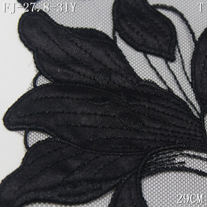 Pizzo Francese Ricamato al Laser 29cm Personalizzato Nero Rosso Blu Eco Design Fiore di Giglio in Raso Ricamo su Rete per Lingerie Femminile - Product Image 4