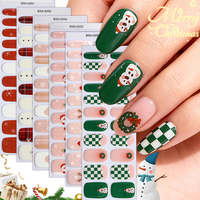 ZhengXiang Noël 3D Design de dessin animé mignon Semi-cuit Sans lampe UV Gel Nail Strips Qualité salon Gel Nail Wraps Stickers sans UV