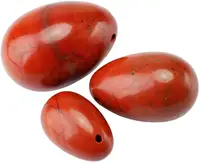 Büyük kırmızı jasper oyma yoni yumurta şeklinde taşlar, yeşim taşı masaj seti yumurta