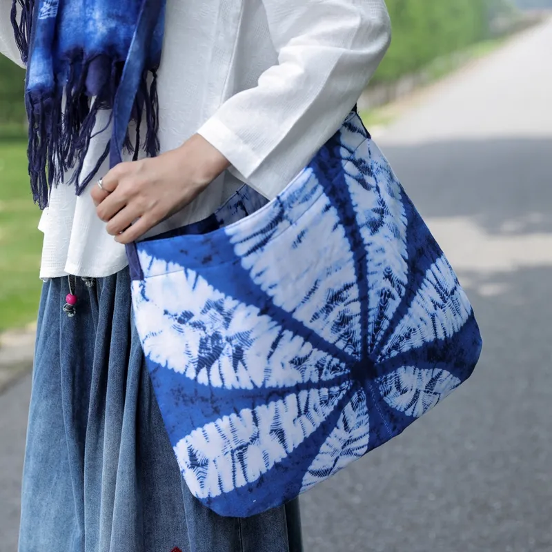 New Arrival Fashion Ladies Multi Colors Travel Cross -Body Bags Handbag Retro Ethnic Tie-dye Cotton Printed Women Hand-made Bags