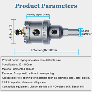 <span class=keywords><strong>Tungsten</strong></span> <span class=keywords><strong>carbide</strong></span> Tipped lỗ cắt TCT lỗ thấy với titan mạ thí điểm khoan <span class=keywords><strong>bit</strong></span> cho kim loại thép không gỉ Nhựa - Product Image 4