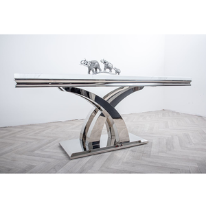 Juegos de comedor de 6 8 asientos plateados, muebles, sillas de comedor de mármol, juego de mesa de comedor de lujo - Product Image 5