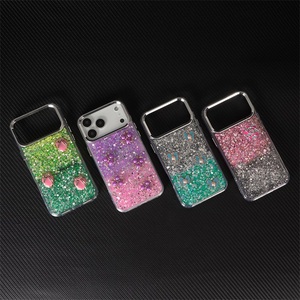 เคสกากเพชรสีชมพูม่วงไล่เฉดแบบกำหนดเอง ประดับดอกไม้ไข่มุก 3 มิติ สำหรับ iPhone 12 13 14 15 16 17 Pro Max จากผู้ผลิตโดยตรง - Product Image 5