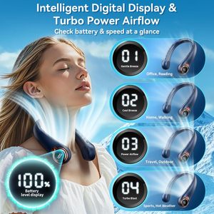 Exclusive Deal Car Portable Hanging <b>Neck</b> Fan Air Conditioner White Rechargeable Bladeless Fan - Product Image 5
