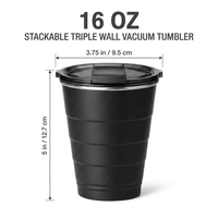 Gobelet isotherme empilable multicolore de 16 oz, tasse de fête en acier inoxydable 304 à double paroi avec couvercle, logo personnalisé OEM