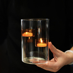 Creative <strong>Windproof</strong> Glass Candlestick Heat Resistant Glass Cylinder <strong>Candle</strong> <strong>Holder</strong> - Product Image 3