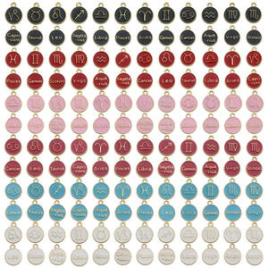 12 costellazione ciondoli in smalto ciondolo doppio lato ciondolo astrologia <span class=keywords><strong>oroscopo</strong></span> per braccialetto fai da te collana orecchino - Product Image 1