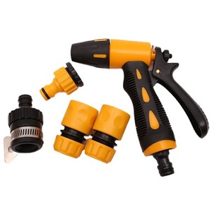 Plastic 5 Piece Water Gun <b>Set</b> Adjustable Spray <b>Garden</b> Washing <b>Tool</b> Kit 25mm Yellow - Product Image 2