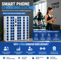 Solution de stockage en libre-service pour salle de sport avec casier de recharge pour smartphone, serrure électronique, étanche, durable, écran tactile