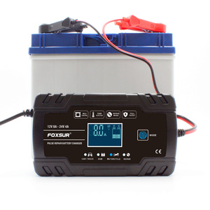 เครื่องชาร์จแบตเตอรี่รถยนต์และมอเตอร์ไซค์ 12V 24V FOXSUR แบบพัลส์ซ่อมแซม สำหรับแบตเตอรี่ AGM เจล แบบเปียก และตะกั่วกรด - Product Image 2