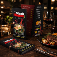 Impression de menus de restaurant personnalisés en couleur, menus pliés en trois pour emporter ou consommer sur place, pour steak-houses et bistrots