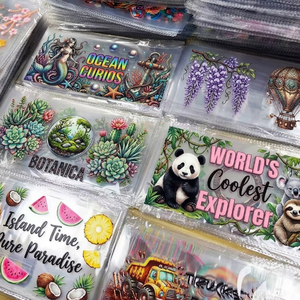 Transferts personnalisés pour gobelets en silicone durable, résistants aux UV, double face, avec motif de dessin animé - Product Image 1