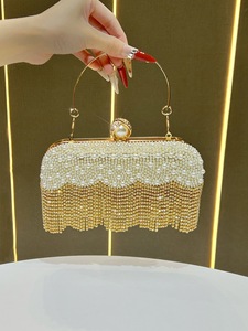 High-end European Retro Style Tassel <b>Clutch</b> Crossbody Evening Wedding Bridesmaid Bride Bag Polyester Tanjing - Product Image 6