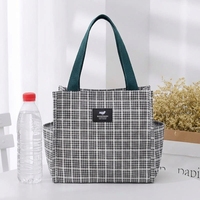 Sac fourre-tout imperméable à carreaux et à fleurs, capacité moyenne, doublure TC, taille personnalisée pour les trajets quotidiens et les repas.