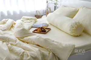Custom Bedding Set 100% Cotton Bedding set <b>4</b> PCS <b>Bed</b> Sheet Duvet Cover Pillow cover Pre-Washed light Yellow color Custom Size - Product Image 6