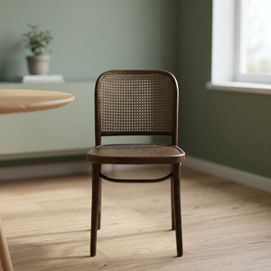 Silla de Comedor de Ratán con Respaldo de Mimbre Francés, Silla de Restaurante y Bistro de Madera Antigua, Ligera - Product Image 3