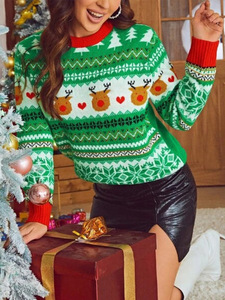 Oem Engraçado Jacquard Carton Manga Longa Xmas Meninas Natal Jumper Em Torno Do Pescoço Camisola <span class=keywords><strong>Fuzzy</strong></span> Quente Feio Natal Camisolas Das Mulheres - Product Image 4