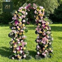 Nouvelle conception, fleurs artificielles en soie rose et verte mélangées, arche de roses pour décoration de mariage, fête ou événement floral