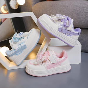 รองเท้าผ้าใบเด็กผู้หญิงน่ารักสไตล์ใหม่สำหรับฤดูใบไม้ผลิและ2025รองเท้ากีฬาลำลองสีขาวขนาดใหญ่ปานกลางสำหรับพื้นรองเท้าวัสดุ PU - Product Image 6