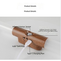 Lumière LED murale pour armoire à détecteur de mouvement PIR 5V alimentée par batterie, étanche, haute luminosité, finition bois, 2700K, dimmable