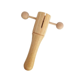 Wholesale Natural Wood Self Rattle Tube Double Ball Hand Shaker For Kindergarten <b>Music</b> Classroom Teaching Aid - Product Image 1