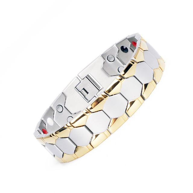 Titanium Steel Bracelet Watch Power Magnetic Therapy Bracelet Gold Plated Lovers Heart Health Energy Magnetic Bracelet