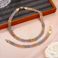 Vente en gros de bijoux brésiliens indiens en plaqué laminé or 14 ct 18 ct 22 ct original Oro 10 ct Ensemble de colliers et bracelets de mariée pour femmes