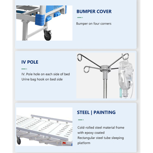 Tempat Tidur Rumah Sakit untuk Panti Jompo dan Klinik, Tempat Tidur Rumah Sakit Manual 2 Engkol dengan Rel Samping ABS untuk Penggunaan Klinik dan Rumah Sakit - Product Image 3