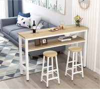 Table et chaise de salle à manger modernes en bois, réglables, demi-rondes, à double cloison, pour appartement, avec pieds en métal, fines et hautes