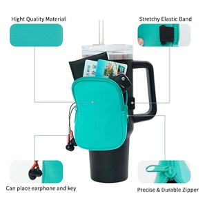Botella de agua deportiva Sling Case Holder Sleeve Pouch con 2 bolsillos Accesorios de gimnasio Mujeres Botella de agua Running Handheld - Product Image 3