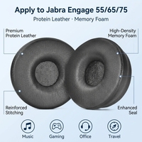 Coussinets d'oreille de remplacement Hotsell pour casques Jabra Engage 55/65/75 - Cuir noir, mousse à mémoire de forme respirante, housse de coussin d'oreille privée