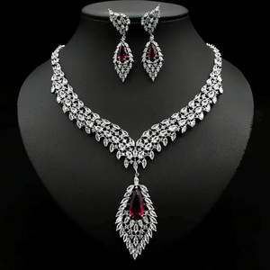 HIBRIDE luxe Design mode grande goutte d'eau ensemble de Bijoux pour femmes collier boucle d'oreille ensemble Bijoux accessoires Bijoux N-746 - Product Image 2